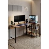 Papi-Co Forge Köşe Bilgisayar Masası, L Tipi Çalışma Masası, Raflı Gaming Setup, Ofis Masası 178X90CM Çalışma Masası - 178 x 90 cm - Çam - Siyah