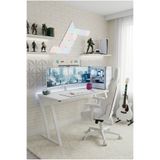 papi-co Titan Z Oyuncu Masası 140x60 cm Bilgisayar Masası Metal Ayaklı Çalışma ve Gaming Masası Beyaz