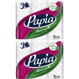 Papia Kağıt Havlu 3 Katlı 12'li Set Bio Care (2 Paket) 6 Rulo Dayanıklı ve Ultra Emici - Beyaz