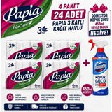 Papia Papıa 3 Katlı Kagıt Havlu 24LU = Domestos 450ML Sprey Kopuk Gucu Hedıyelı