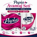 Papia Tuvalet Kağıdı (3 Katlı) 32 Li Pk + 12 Li Paket Kağıt Havlu Klasik (3 Katlı)