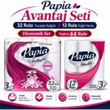 Papia Tuvalet Kağıdı (3 Katlı) 32 Li Pk Egzotik Parfümlü + 12 Li Paket Kağıt Havlu Klasik (3 Katlı)