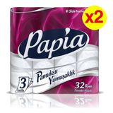 Papia Tuvalet Kağıdı 3 Katlı 32 Rulo 2 Adet Pamuksu Yumuşaklık ve Ekstra Dayanıklılık