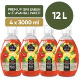 Papilion Mango Kokulu Sıvı Sabun 3000 Ml X4 Paket Ekonomik Avantajlı Seçenek