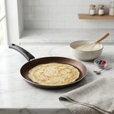 Papilla Domino 25 cm Krep ve Pankek Tavası - Yanmaz Yapışmaz Çikolata Kahve & Gold Granit Efektli