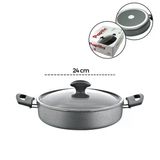 Papilla Fred 24 Cm Basık Granit Tencere - Karnıyarık Cam Kapaklı Brkt-712265- 6'Li Paket