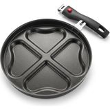 Papilla Redio Romantik 24 cm Kalpli Pankek ve Omlet Tavası - 4 Gözlü, Çıkarılabilir Saplı Yanmaz Yapışmaz Bölmeli Tava