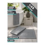 Papillon Banyo Paspası Ayak Havlusu 50x70 cm Yumuşak ve Emici Gri Renk