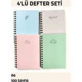 Papirus Craft Pastel Renkler 4'Lü Spiralli Defter Seti , A6 , Çizgisiz ,