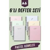 Papirus Craft Pastel Renkler 6'Lı Spiralli Cep Boy , Not Defter Seti , A6 , 80 Sayfa , Çizgisiz , Okul Defteri