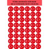 Papirus Craft Türk Bayrağı Yuvarlak Sticker 48 Li Çıkartma Etiket Seti