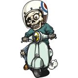 Papri Reklam Vespa Kullanan Sevimli Iskelet Sticker Motor,kask,laptop,araba Sticker 10x7 Cm