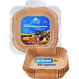Papro Airfryer Pişirme Kağıdı, Fritöz Yağlı Kağıdı, Yanmaz Kağıt Xxl Uyumlu 50 Adet (Kare) (1, Kare