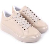 Papuç Sepeti 4716 Kadın Yüksek Topuk Günlük Sneaker Ayakkabı - Nut