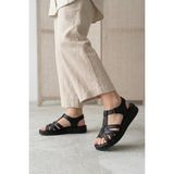 Papuç Sepeti 5249 Hakiki Deri Ultra Rahat Hafif Comfort Taban Kadın Sandalet - Siyah