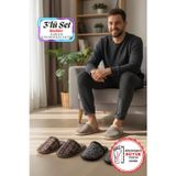 Papuç Sepeti Erkek Rahat Taban Çeyiz Ev Halı Misafir Terliği-(3'lü Set)