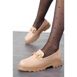 Papuç Sepeti FNCY-3933 Günlük Kadın Loafer Ayakkabı - Krem