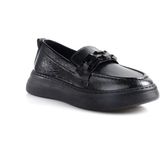 Papuçcity 02675 Siyah Rugan Ortopedik Kadın Loafer Günlük Ayakkabı