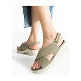 Papuçcity 02790 Orto Pedik Günlük Kadın Triko Sandalet - Haki