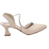 Papuçcity Blnr 03242 6 cm Topuklu Kadın Stiletto Ayakkabı - Krem