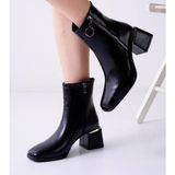 Papuçcity Snyrt 03021 Kadın 6 cm Topuklu Bot - Siyah - Rugan