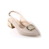 Papuçcity Sprs 02828 4 cm Topuklu Kadın Arkası Açık Stiletto Ayakkabı - Krem