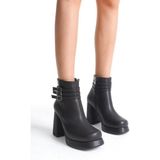 Papuçcity Sprs 02982 Kadın 9,5 cm Platform Topuklu Bot - Siyah
