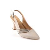 Papuçcity Wzy 02814 8,5 cm Topuklu Kadın Arkası Açık Stiletto Ayakkabı - Krem
