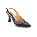 Papuçcity Wzy 02814 8,5 cm Topuklu Kadın Arkası Açık Stiletto Ayakkabı - Siyah