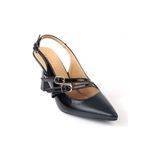 Papuçcity Wzy 02817 8,5 cm Topuklu Kadın Arkası Açık Stiletto Ayakkabı - Siyah - Rugan