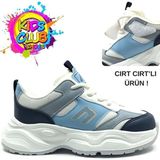 Papuccum Ortopedi Çocuk Sneaker Bağcık Görünümlü Cırtlı Ortopedik Çocuk Spor Ayakkabı - Mavi