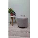 Papuli Ahşap Ayaklı 40×35 Keten Kumaş Yuvarlak Puf&bench Koltuk/tabure