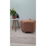 Papuli Ahşap Ayaklı Keten Kumaş Altıgen Puf&bench Koltuk/tabure - Turuncu - 45x35