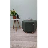 Papuli Ahşap Ayaklı Keten Kumaş Altıgen Puf&bench Koltuk/tabure - Yeşil - 45 x 35