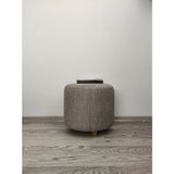 Papuli Ahşap Ayaklı Keten Kumaş Yuvarlak Puf&bench Koltuk/tabure - 40x35 - Bej