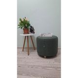 Papuli Ahşap Ayaklı Keten Kumaş Yuvarlak Puf&bench Koltuk/tabure - 40x35 - Yeşil