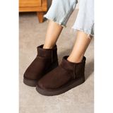 papushe shoes yuvo içi Kürklü kahverengi Süet kışlık kalın Taban Kadın Bot