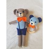 Papyonlu Ayıcık Uyku Arkadaşı Çıngırak Amigurumi Organik Oyuncak
