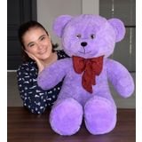 Papyonlu Dev Pelüş Ayıcık,Yumuşak ve Sevimli Büyük Boy Oyuncak Ayı,Sarılmalı,Sevgiliye Hediye Ayıcık,Dev Ayı,Büyük Boy Ayı (100cmLila)
