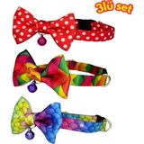 Papyonlu Kedi Boyun Tasmas 3 Lü Set Papyonlu Zilli 17-30 cm Ayarlanabilir Kedi Papyon Fiyonk