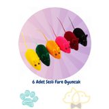 PapyonPet 6 Adet Renkli Sesli Öten Fare Kedi Oyuncağı | Eğlenceli ve Dayanıklı Kedi Eğitim Oyuncak