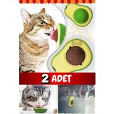PAPYONPETSHOP 2 Adet Kedi Yalama Topu Avokado Catnip Otlu 360 Derece Dönen Oyun Yalama Topu Yapışkanlı Kedi Nanesi