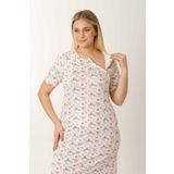 par lingerie pl HAMİLE EMZİRME GECELİĞİ KISA KOLLU ÇİÇEKLİ EKRU