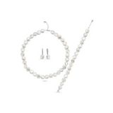 Para İnci Kolye Bileklik Küpe Üçlü Set (Beyaz)