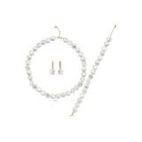 Para İnci Kolye Bileklik Küpe Üçlü Set (Sarı)