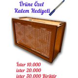 Parabox - 30.000TL Kumbara (Kalem Hediyeli) , Ahşap Para Biriktirme Hedef Kutusu - Kalides Hediyelik Ürünler - Ceviz Rengi