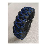 Paracord Cobra Işlemeli Model Ateş Başlatıcı + Pusulalı Survival Acil Durum Bilekliği Siyah-mavi XL