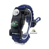 Paracord Survival Bileklik - Pusulalı, Fenerli ve Düdüklü Hayatta Kalma Bilekliği Mavi
