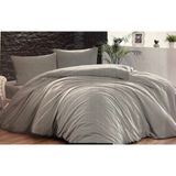 Paradise Düz Çift Kişilik Nevresim Takımı Gri 100 % Pamuk 62 Tel Çarşafı Lastikli Düz Nevresim Seti - 220 x 230 cm
