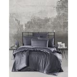Paradise Ecosse Çizgili Saten King Size Nevresim Takımı - Gri Çizgili Saten Nevresim Seti - 240 x 260 cm